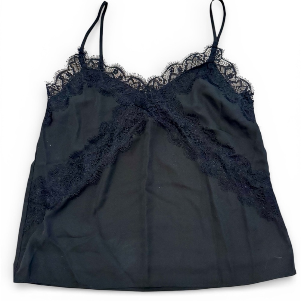 Vintage Lush Women's Y2K Lace Trim Cami Sz M Black